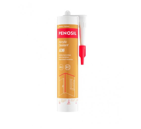 Vidaus apdailos prekės. Hermetikai, montavimo putos, sandarinimo juostos. Akriliniai hermetikai. Akrilinis hermetikas Penosil Acrylic Sealant 636 baltas 280 ml 