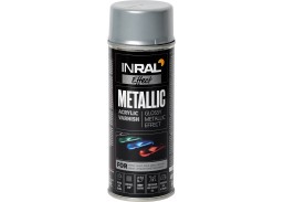 Dažai. Dažai, dažymo įrankiai, dažymo juostos. Aerozoliniai dažai, lakas, gruntas. Akrilinis lakas INRAL METALLIC 400ml sidabro sp. 