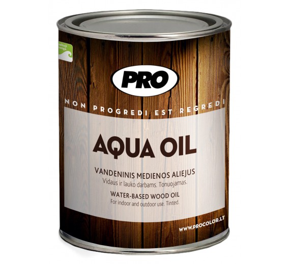 Dažai. Medienos apsaugos ir dekoravimo priemonės. Aliejus medienai. Aliejus medienai AQUA OIL rudas, 0,9 L 