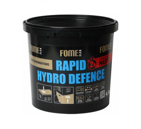 Statybinės medžiagos. Hidroizoliacinės medžiagos. Hidroizoliacinės mastikos ir mišiniai. Bituminė mastika FOME FLEX Rapid Hydro Defence 4,5kg 