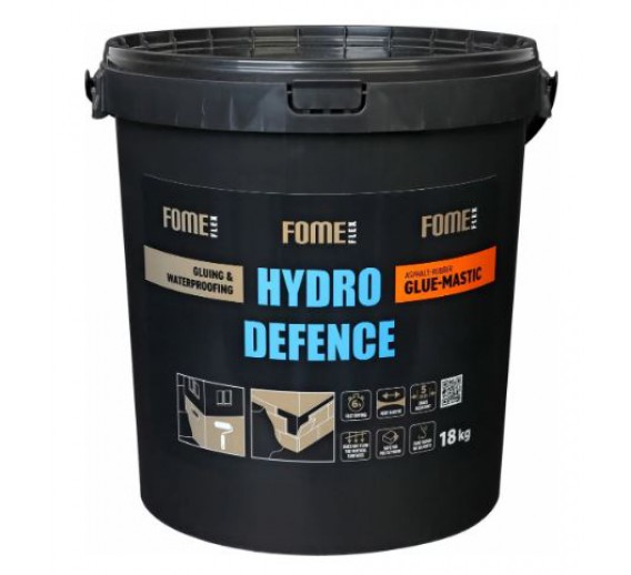 Statybinės medžiagos. Hidroizoliacinės medžiagos. Hidroizoliacinės mastikos ir mišiniai. Bituminiai klijai-užpildas FOME FLEX Hydro Defence Glue 18kg 