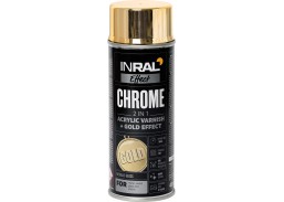 Dažai. Dažai, dažymo įrankiai, dažymo juostos. Aerozoliniai dažai, lakas, gruntas. Dažai aerozoliniai INRAL CHROME auksinis 400ml 