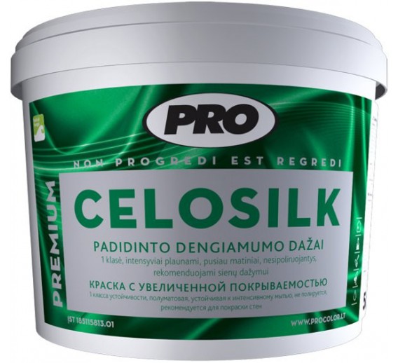 Dažai. Dažai, dažymo įrankiai, dažymo juostos. Vandeniniai dažai. Dažai CELOSILK 3l  