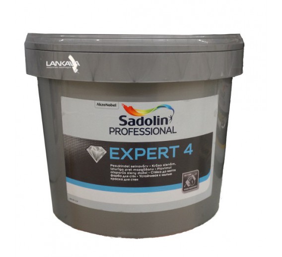 Dažai. Dažai, dažymo įrankiai, dažymo juostos. Vandeniniai dažai. Dažai EXPERT 4 Sadolin Professional BW 10l 