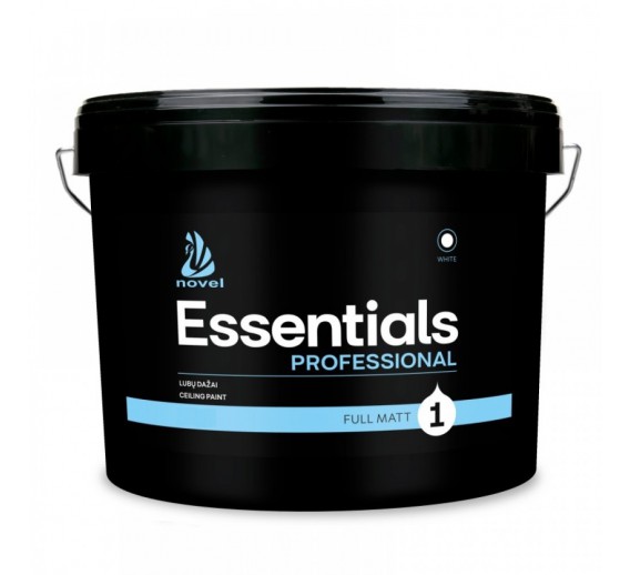 Dažai. Dažai, dažymo įrankiai, dažymo juostos. Lubų dažai. Dažai Novel Essentials Professional 1, balti, 2,5L 