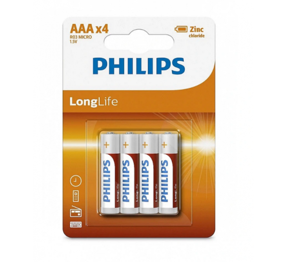 Elektronikos prekės. Elementai - baterijos. Elementai PHILIPS Longlife AAA 4vnt 