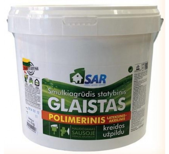 Dažai. Glaistas, gruntas, klijai, skiedikliai. Glaistai. Statybinis glaistas. Glaistas polimerinis SAR 1.5 kg 