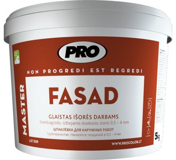 Dažai. Glaistas, gruntas, klijai, skiedikliai. Glaistai. Glaistas fasadams. Glaistas PRO.FASAD 15 kg  