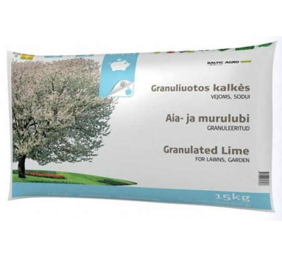 Sodo ir daržo prekės. Trąšos ir durpių substratai. Durpių ir žemių substratai. Granuliuotos kalkės sodui 15 kg 