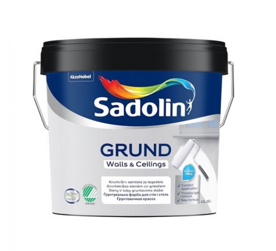 Dažai. Dažai, dažymo įrankiai, dažymo juostos. Specialios paskirties dažai. Gruntiniai dažai Sadolin Grund 4,5l 