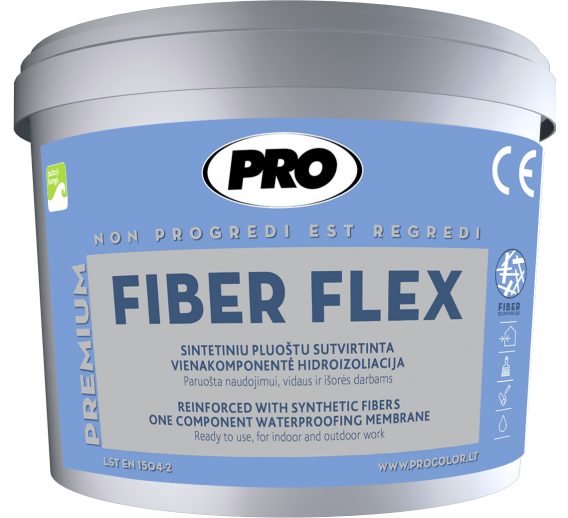 Statybinės medžiagos. Hidroizoliacinės medžiagos. Hidroizoliacinės mastikos ir mišiniai. Hidroizoliacija PRO FIBER FLEX 12 kg 