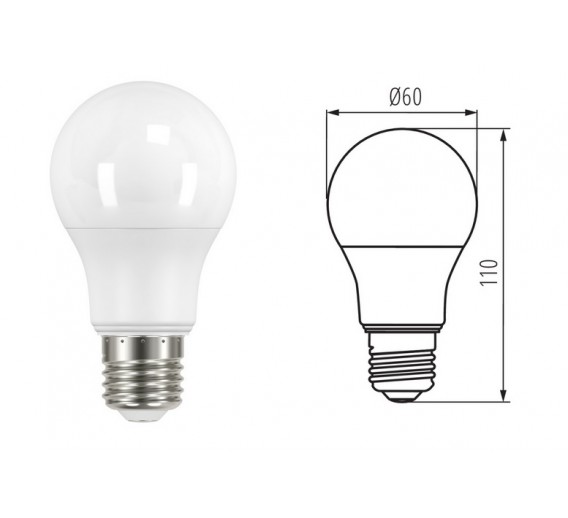 Apšvietimas. Lempos, LED lemputės, LED juostos. LED lemputės. LED lemputės E27 cokoliu. LED-IQ lemputė A60 7,3W-NW 33723 