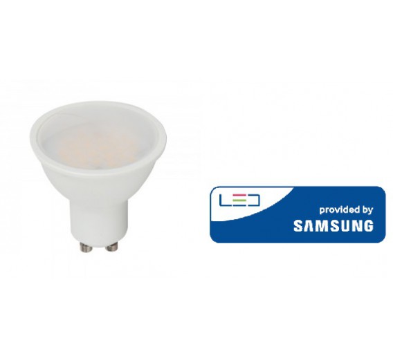 Apšvietimas. Lempos, LED lemputės, LED juostos. LED lemputės. LED lempos GU10 cokoliu. LED lemputė Samsung chip 4,5W GU10 3000K 