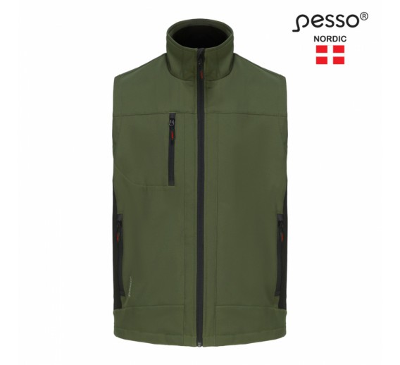 Darbo saugos prekės. Darbo drabužiai. Liemenės. Liemenė softshell Pesso SOFT olive green