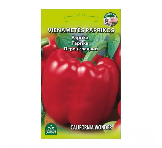 Sodo ir daržo prekės. Sėklos, daigyklos, durpinės tabletės. Paprikų sėklos. Paprika California Wonder 0.3 g 