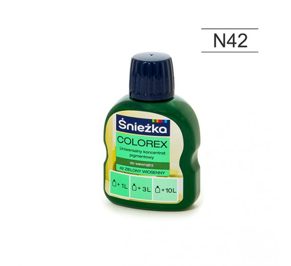 Dažai. Dažai, dažymo įrankiai, dažymo juostos. Pigmentai dažams. Pigmentas Sniežka COLOREX žalias pavasario N42, 100 ml 