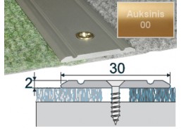 Vidaus apdailos prekės. Apdailos, sujungimo profiliai. Slenkstukai grindų sujungimui. Profilis EFECTOR A02 auksinis 180 cm 