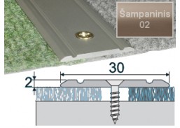 Vidaus apdailos prekės. Apdailos, sujungimo profiliai. Slenkstukai grindų sujungimui. Profilis EFECTOR A02 šampaninis 93 cm 