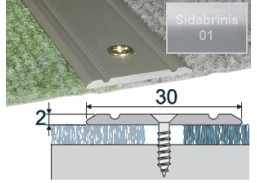 Vidaus apdailos prekės. Apdailos, sujungimo profiliai. Slenkstukai grindų sujungimui. Profilis EFECTOR A02 sidabrinis 93 cm 