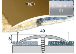 Vidaus apdailos prekės. Apdailos, sujungimo profiliai. Slenkstukai grindų sujungimui. Profilis EFECTOR A04 sidabrinis 180 cm 49x8 mm 