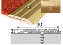 Vidaus apdailos prekės. Apdailos, sujungimo profiliai. Slenkstukai grindų sujungimui. Profilis Effector A01, su nuolydžiu auksinis 180 cm 