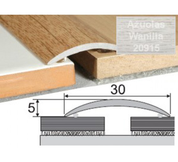 Vidaus apdailos prekės. Apdailos, sujungimo profiliai. Slenkstukai grindų sujungimui. Profilis Effector A03, klijuojamas ąžuolas Wanila 93 cm 