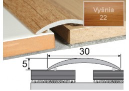 Vidaus apdailos prekės. Apdailos, sujungimo profiliai. Slenkstukai grindų sujungimui. Profilis Effector A03, klijuojamas, vyšnia 30x5 mm 93 cm 