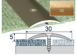 Vidaus apdailos prekės. Apdailos, sujungimo profiliai. Slenkstukai grindų sujungimui. Profilis Effector A03 sujungimo auksinis 180 cm 