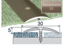 Vidaus apdailos prekės. Apdailos, sujungimo profiliai. Slenkstukai grindų sujungimui. Profilis Effector A03 sujungimo šampaninis 93 cm 