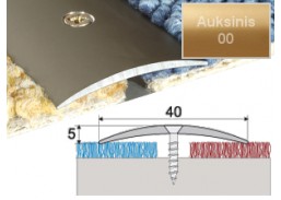 Vidaus apdailos prekės. Apdailos, sujungimo profiliai. Slenkstukai grindų sujungimui. Profilis Effector A13, su nuolydžiu auksinis 180 cm 