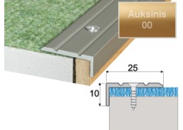 Vidaus apdailos prekės. Apdailos, sujungimo profiliai. Slenkstukai grindų sujungimui. Profilis Effector A31 laiptams auksinis 90 cm 