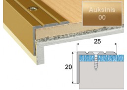 Vidaus apdailos prekės. Apdailos, sujungimo profiliai. Slenkstukai grindų sujungimui. Profilis Effector A36 laiptams auksinis 90 cm 