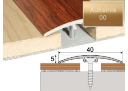 Vidaus apdailos prekės. Apdailos, sujungimo profiliai. Slenkstukai grindų sujungimui. Profilis Effector A64 sujungimo 40x5 mm auksinis 93 cm 