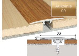 Vidaus apdailos prekės. Apdailos, sujungimo profiliai. Slenkstukai grindų sujungimui. Profilis Effector A68 sujungimo auksinis 90 cm 