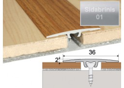 Vidaus apdailos prekės. Apdailos, sujungimo profiliai. Slenkstukai grindų sujungimui. Profilis Effector A68 sujungimo sidabrinis 90 cm 