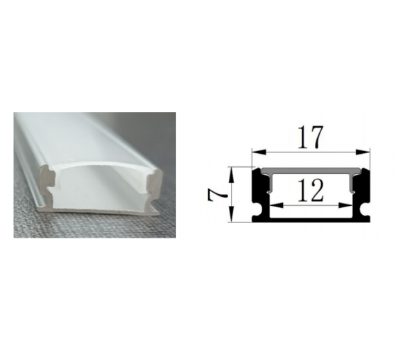 Apšvietimas. Lempos, LED lemputės, LED juostos. LED juostos, LED profiliai. Profilis LED SURFACE 2 m v/t 