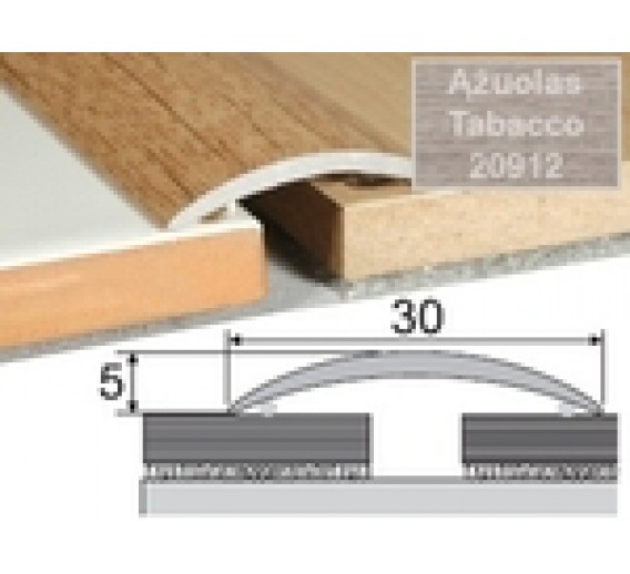 Vidaus apdailos prekės. Apdailos, sujungimo profiliai. Slenkstukai grindų sujungimui. Profilis sujungimui Effector A03 ąžuolas tabacco 30x5 mm 180 cm 