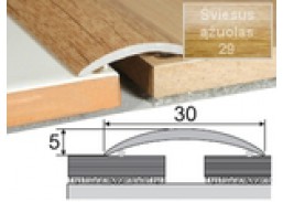 Vidaus apdailos prekės. Apdailos, sujungimo profiliai. Slenkstukai grindų sujungimui. Profilis sujungimui Effector A03 šviesus ąžuolas 30x5 mm 93 cm 