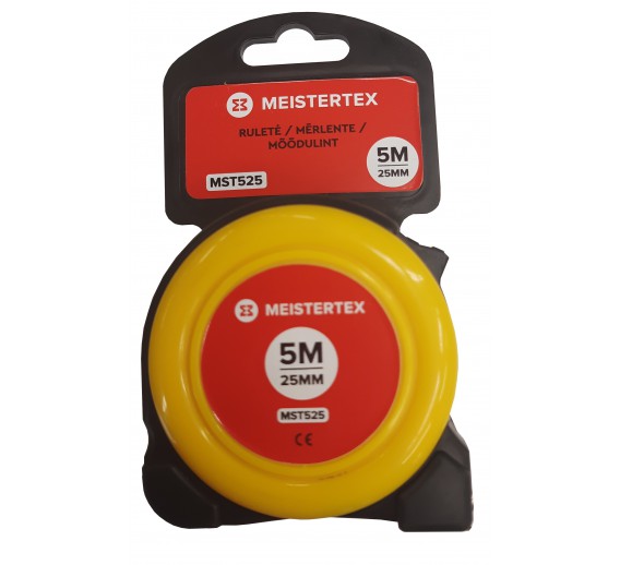 Darbo įrankiai. Mechaniniai įrankiai. Ruletės, matavimo juostos, slankmačiai. Ruletės. Ruletė Meistertex MST525 5 m x 25 mm 