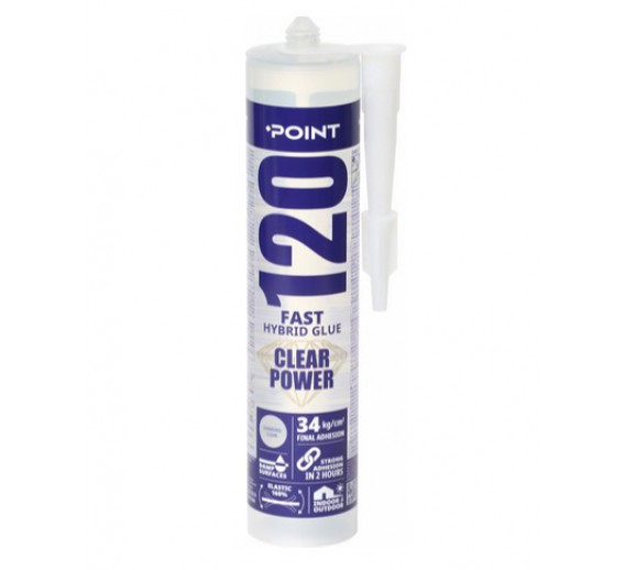 Dažai. Glaistas, gruntas, klijai, skiedikliai. Klijai. Skaidrūs klijai POINT 120 Clear Power 290 ml 