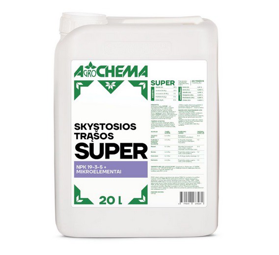 Sodo ir daržo prekės. Trąšos ir durpių substratai. Trąšos. Skystos trąšos. Skystos trąšos Super NPK19-3-5 20l  25kg  