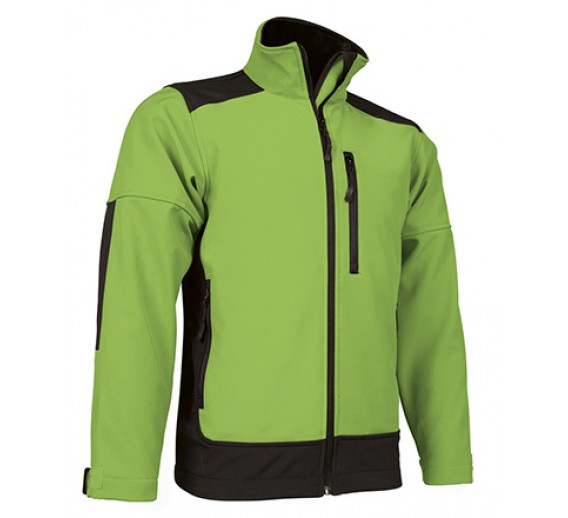 Darbo saugos prekės. Darbo drabužiai. Striukės. Striukė Valento Softshell SAPONI apple green/black