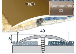 Vidaus apdailos prekės. Apdailos, sujungimo profiliai. Slenkstukai grindų sujungimui. Sujungimo profilis Effector A04 šampano sp. 180 cm 