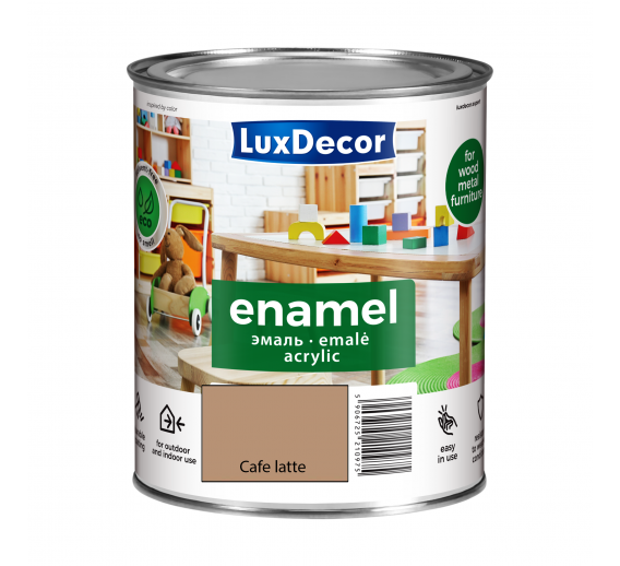 Dažai. Dažai, dažymo įrankiai, dažymo juostos. Emaliniai dažai. Universali emalė LuxDecor matinė kava latte 0.75l 